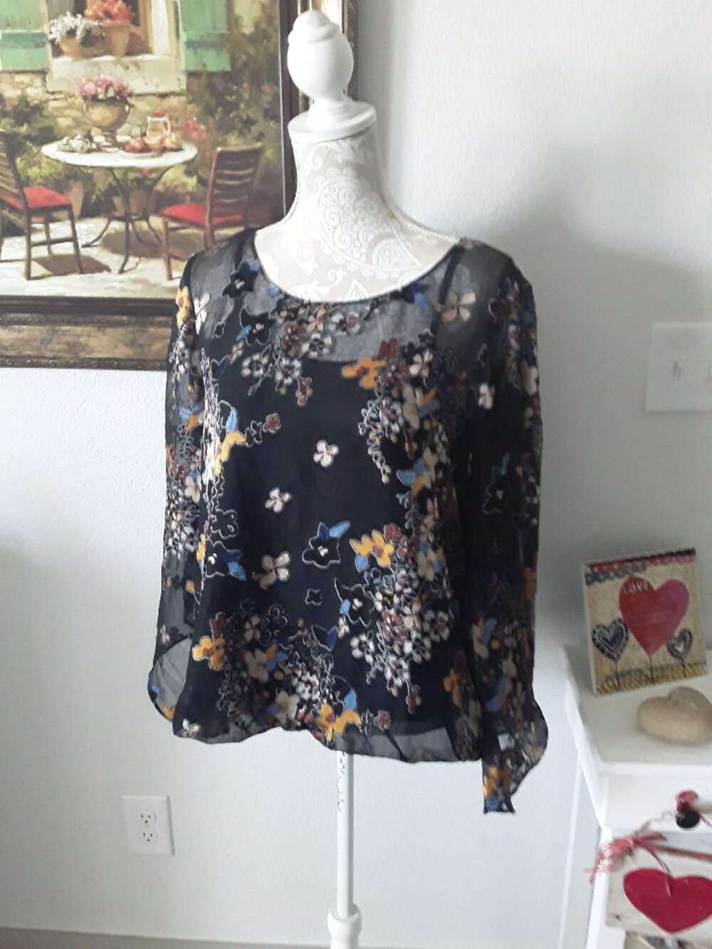 Alfani beautiful crinkle bubble hem flutter sleeve top size L - Picture 6 of 13